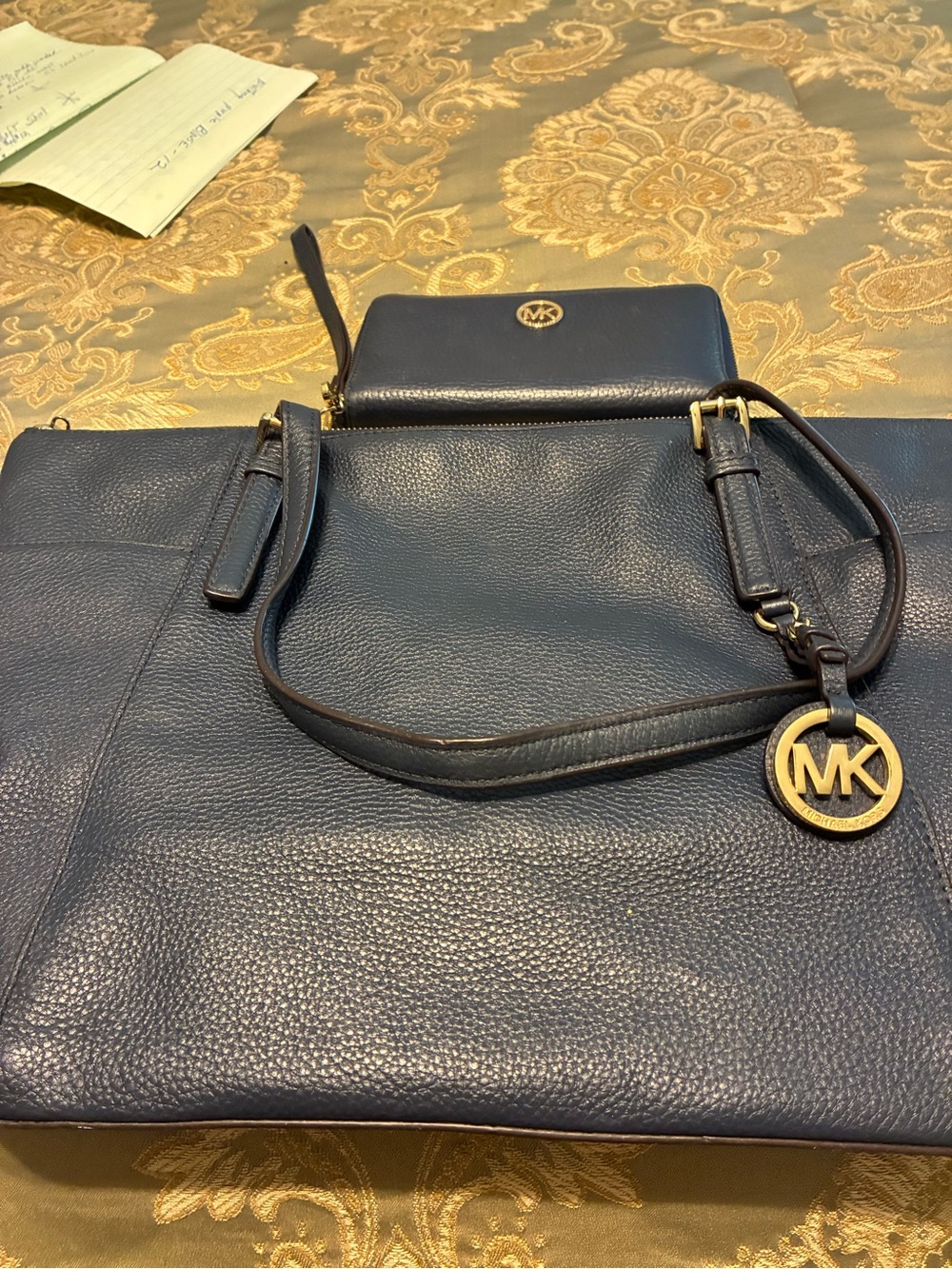 Michael Kors Navy purse with matching wallet/wristlet.